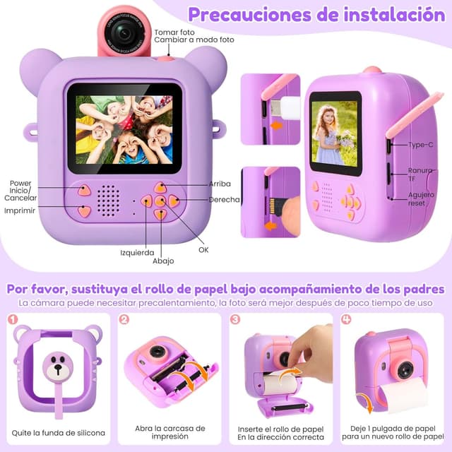 Detalle 2 de ARNSSIEN Cámara Infantil Instantánea 📸 2.4" con 32GB