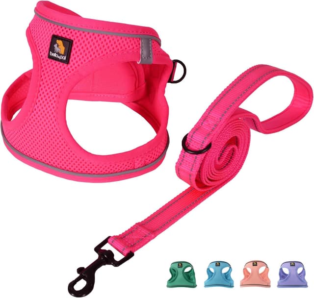 Detalle de Bella & Pal Dog Harness and Leash Set (Step-in Puppy Harness) in Hot Pink, Size M