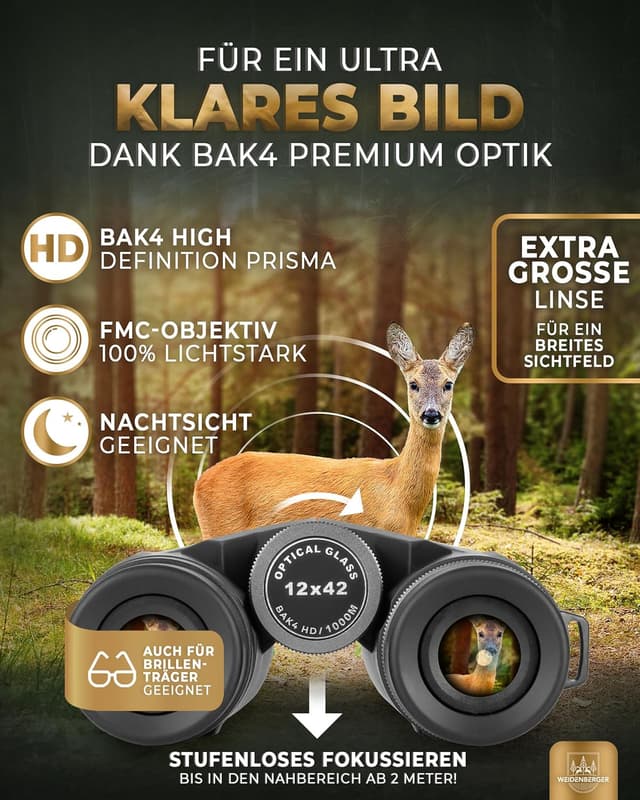 Thumbnail 4 de Weidenberger 12x42 Fernglas 12×42