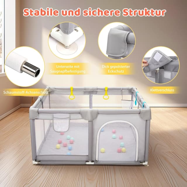 Detalle de CHOLY Laufstall Baby 128x128 cm Laufstall