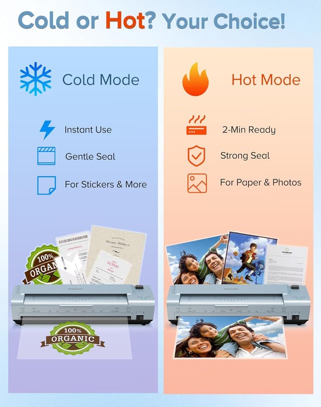 Detalle 2 de 13 Inch Laminator Machine for A3/A4 with Hot & Cold, Anti-Jam, 20 Laminating Sheets and 10-in-1 Trimmer/Cutter