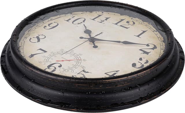 Detalle de Jomparis Wanduhr mit Temperaturanzeige (40 cm) in Antik-Bronze für außen