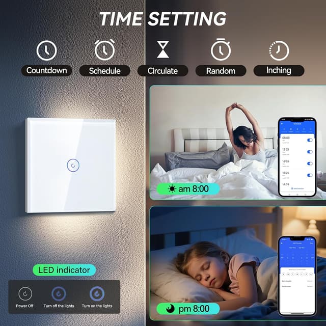 Detalle 2 de BSEED smart light switch, 1 gang WiFi