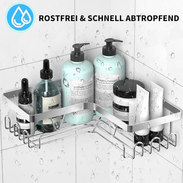 Detalle de Kegii Duschablage Ecke aus Edelstahl – Duschregal ohne Bohren für eckige Ablage in der Dusche