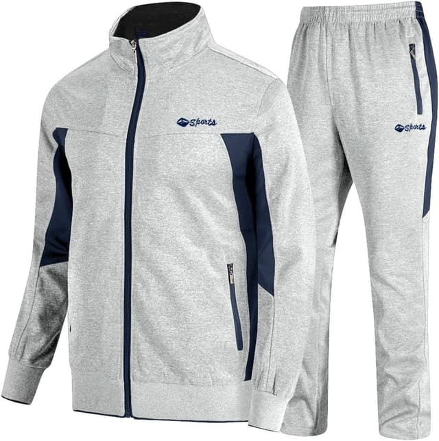 Detalle de TBMPOY Men's Tracksuit Full Zip 2-Piece Jog Set
