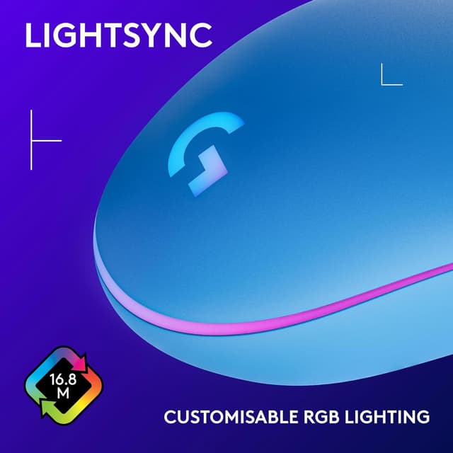 Detalle 2 de Logitech G203 LIGHTSYNC Gaming Mouse (Blue) with Customisable RGB, 6 Programmable Buttons & 8K DPI Tracking