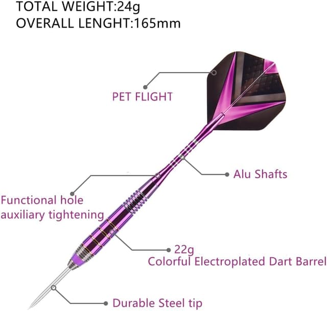 Detalle de Steel Tip Darts Set (3 Pack) with Aluminium Shafts and Darts Case