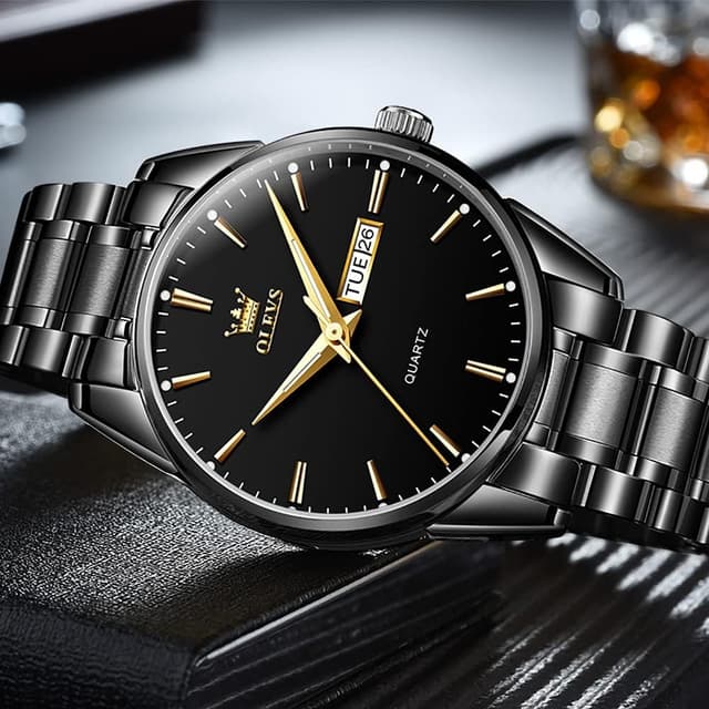 Detalle de OLEVS Quarzuhr Gold Schwarz 40 mm Herrenarmbanduhr