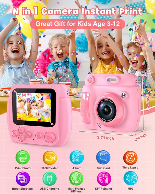 Detalle 2 de Gofunly Kids Camera Instant Print 1080P 2.4"