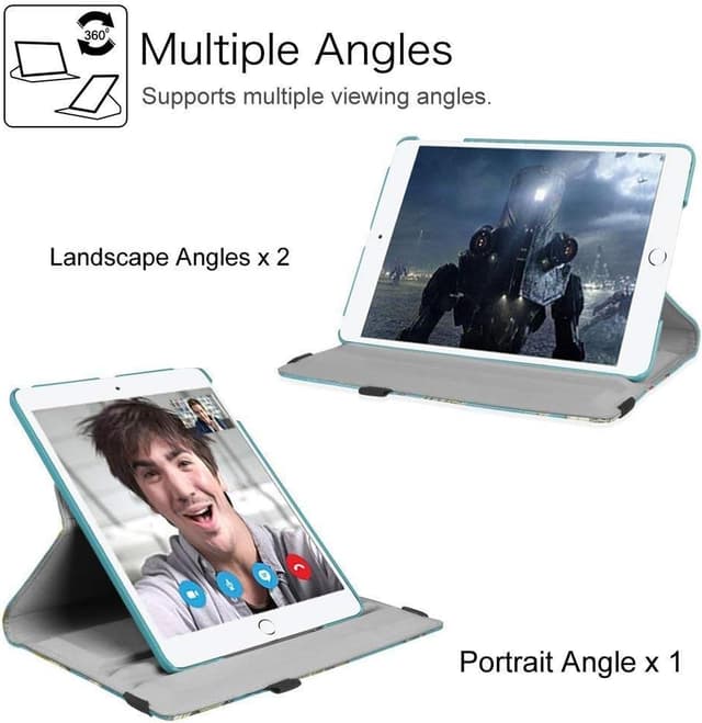 Detalle 2 de Hülle für iPad 9./8./7. Generation (10,2 Zoll) mit 360° Drehständer & Auto Sleep/Wake – Blue Marble