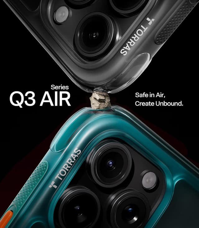 Detalle de TORRAS Ostand Q3 Air Case for iPhone 16 Pro Max (Black) with 360° Magnetic Stand & MagSafe