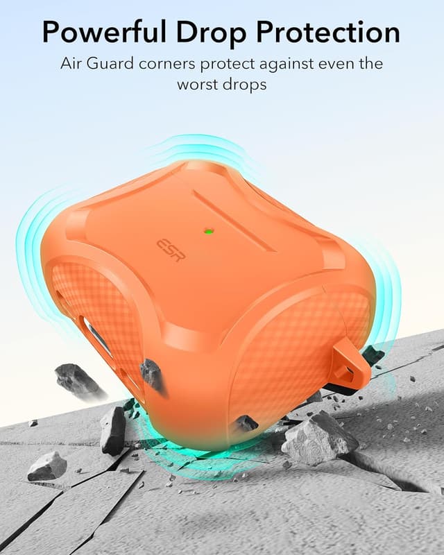 Detalle de ESR Hülle für AirPods Pro 3 (2025, USB‑C) mit magnetischem Deckel – MagSafe-ready, Orange