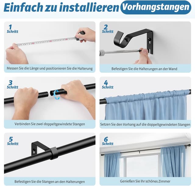 Thumbnail 6 de TRAROD Gardinenstange 81–314 cm schwarz