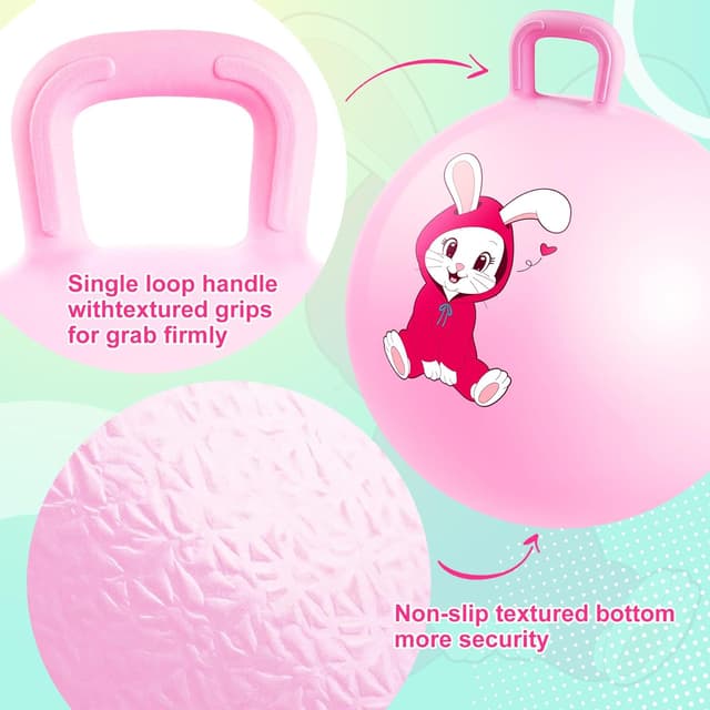 Detalle de U&C Planet 18 Inch Space Hopper Jumping Ball with Handle (with Pump) for Kids 3–8