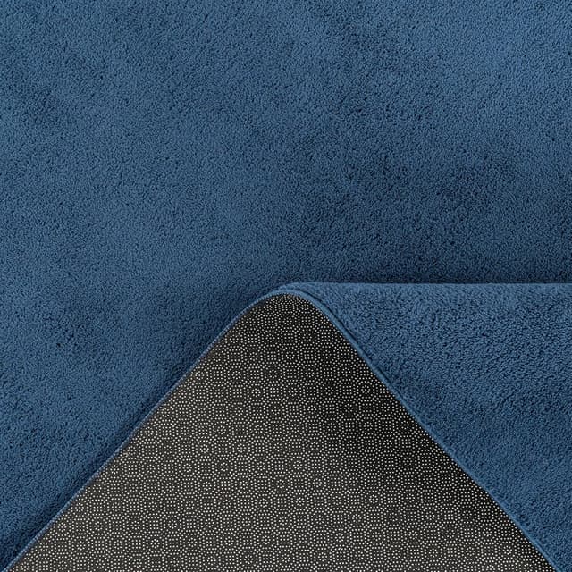 Detalle de Paco Home Tapis salon moelleux ultra doux à poils courts antidérapant, lavable 240×340 cm – Bleu marine