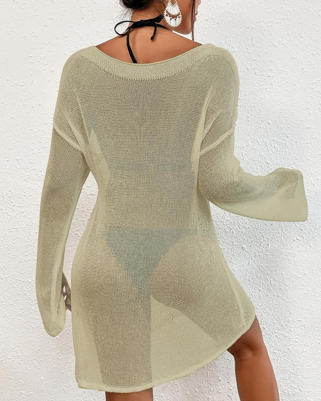 Detalle 2 de Bsubseach crochet cover up for swimwear with mesh knit look