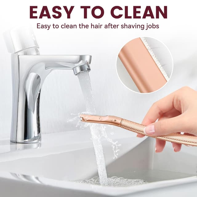 Detalle de Rose Gold Eyebrow & Face Dermaplaning Razor with 12 Refill Blades (Women’s Facial Hair Remover)