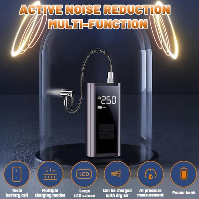 Detalle 2 de flintronic Compressore Aria Portatile Auto Senza Fili 12 V USB-C fino a 150 psi