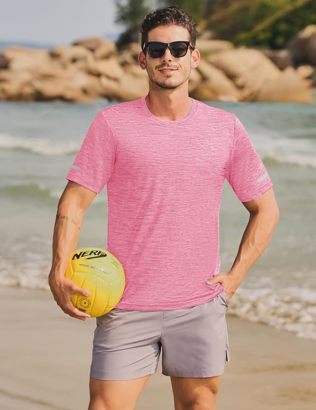 Detalle de KEFITEVD men’s quick-dry short-sleeve sport T-shirt (reflective armbands)