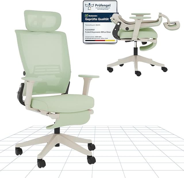 Detalle de FLEXISPOT Silla de Oficina Ergonómica con Reposabrazos y Lumbar