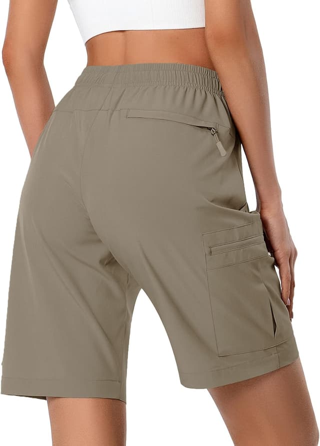 Detalle de Hugut Women’s Lightweight Hiking Cargo Shorts with Quick-Dry Fabric, Water-Resistant Finish, UPF 50+