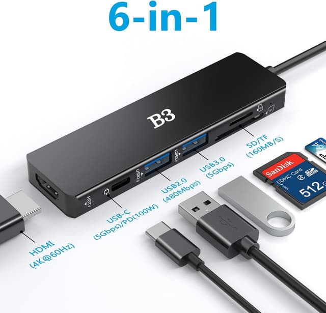 Detalle 2 de USB-C Hub 6 in 1 HDMI 4K PD 100W