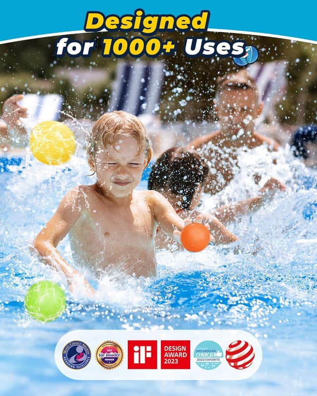 Detalle de 12PCS Reusable Water Balloons — Quick Fill Self-Sealing Water Splash Bombs for Kids (Ages 4–12)