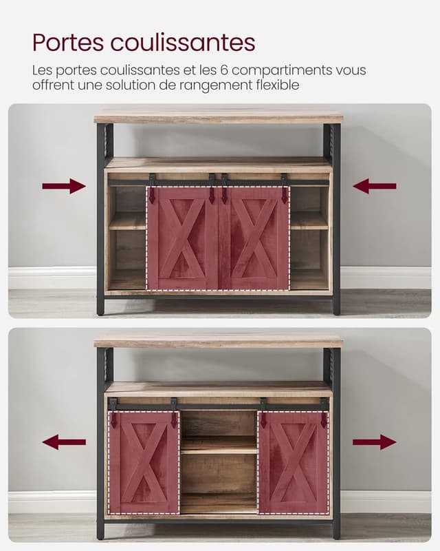 Thumbnail 4 de VASAGLE Meuble de rangement buffet 33 x 100 x 80 cm pour salon