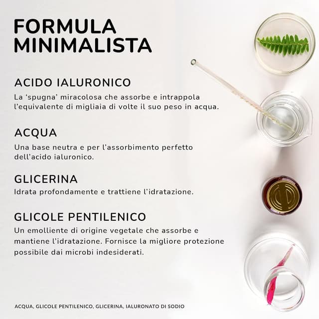 Detalle de Siero Viso Antirughe Donna e Uomo con Acido Ialuronico Puro altamente concentrato (vegano) – 50 ml