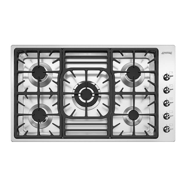 Detalle de Smeg Placa de gas 5 quemadores PGF954 en acero inoxidable
