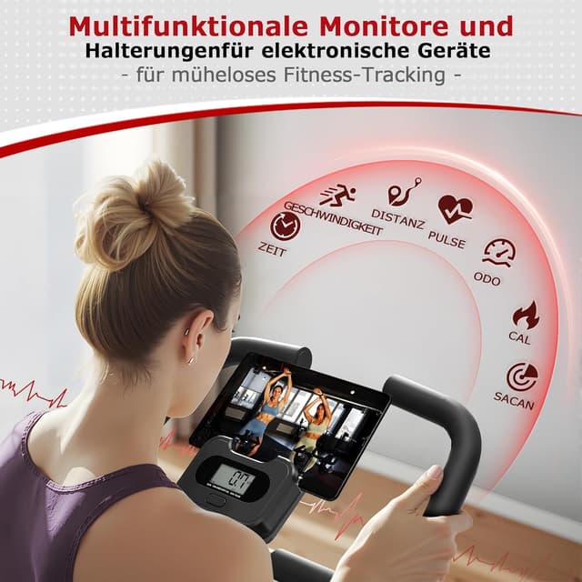 Detalle de vannect Heimtrainer Fahrrad klappbar mit 16 Stufen Magnetwiderstand, Pulssensor & LCD