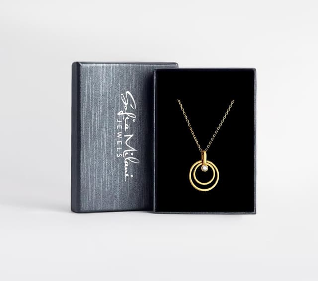 Detalle de Sofia Milani Damen-Halskette aus 925 Silber mit Zirkonia, Kreise-Anhänger