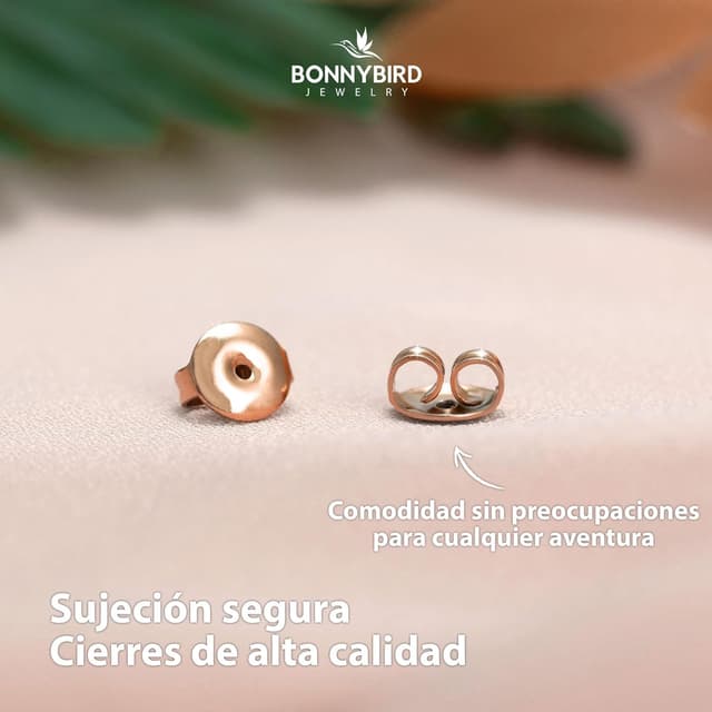Detalle 2 de BONNYBIRD Pendientes de acero 316L oro rosa