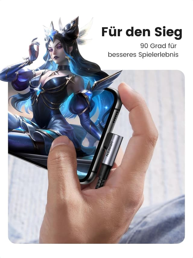 Detalle 2 de UGREEN USB C Kabel 100W 3m Winkelstecker