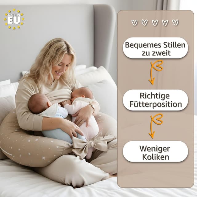 Thumbnail 4 de Coussin d’allaitement Jumeaux Twins 90x50 cm : oreiller maternité ergonomique pour allaitement en tandem