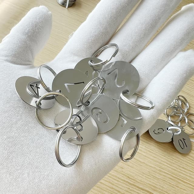 Thumbnail 6 de NanTun numbered key tags 1–10 (25mm) in 304 stainless steel with split rings