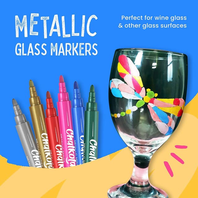 Detalle 2 de Chalkola Chalk Pens & Metallic Colours (Pack of 21) Neon chalk markers with erasable water-based ink