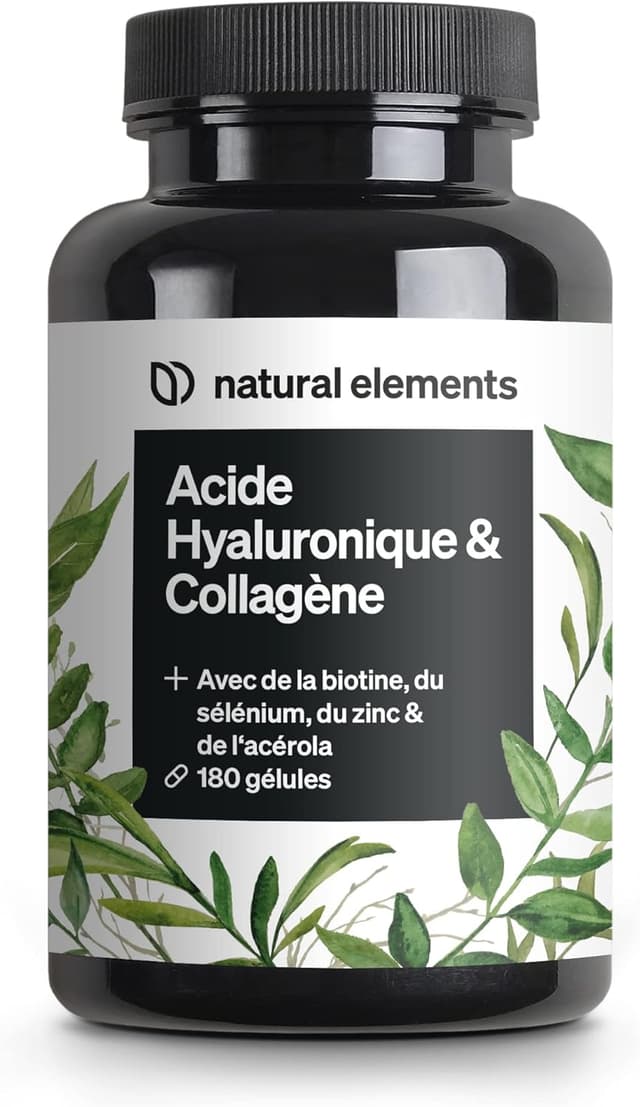 Detalle de Collagène & Acide Hyaluronique – 180 gélules enrichies en vitamine C, biotine, zinc & sélénium