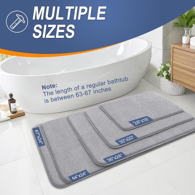 Thumbnail 4 de OLANLY Thick Memory Foam Bath Mat 44x24 in Grey