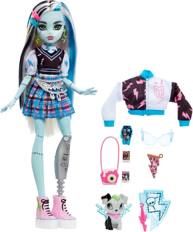 Thumbnail 4 de Monster High Frankie Stein Muñeca articulada con accesorios y mascota ⚡
