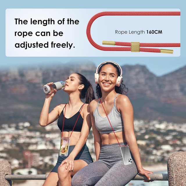 Detalle de Vaykwo Handykette mit Band für iPhone 16 Pro – transparente Umhängehülle mit Kameraschutz & Displayschutz