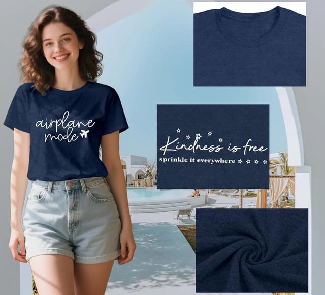 Detalle 2 de Qskall women’s travel-themed “Airplane Mode” T-shirt with relaxed fit