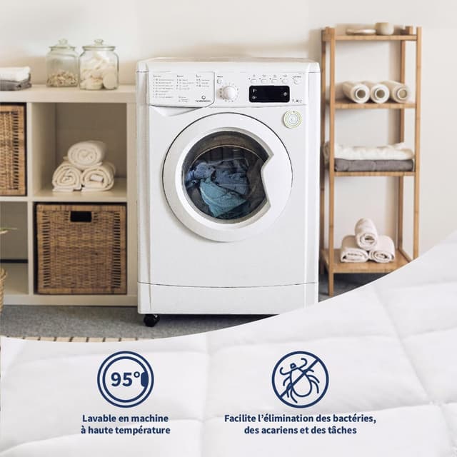 Detalle de Bleu Câlin Sur-matelas de confort anti-transpiration TopCool Blanc 140x190 cm (SBOB40)