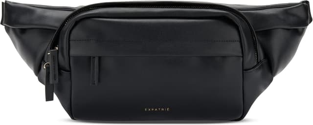 Detalle de Expatrié Justine Bauchtasche Damen Schwarz – Brusttasche & Bumbag mit gepolstertem Handyfach