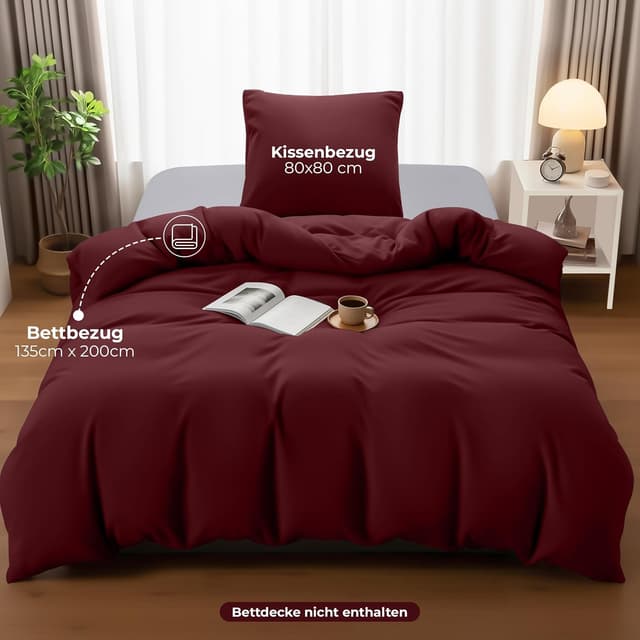 Detalle 2 de Bettwäsche Set Mikrofaser 135x200 Burgund