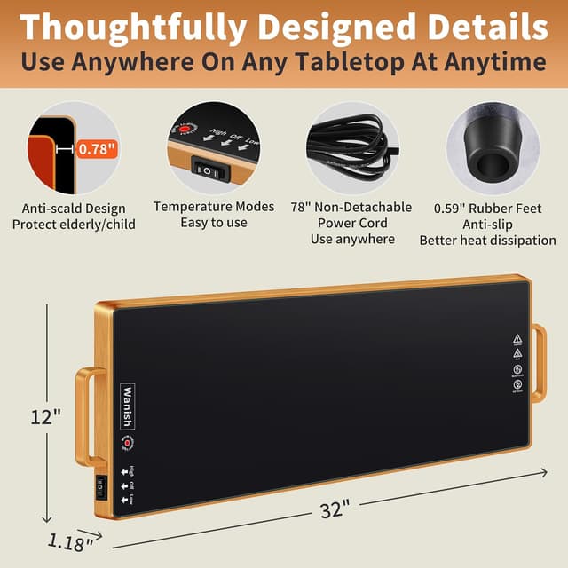 Detalle de Electric Warming Tray 32x12 Food Warmer