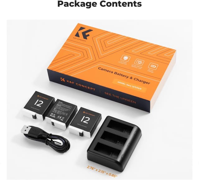 Thumbnail 6 de K&F CONCEPT 3-Pack Replacement Batteries for Hero 12 with 3-Channel Quick Charger (1730mAh)