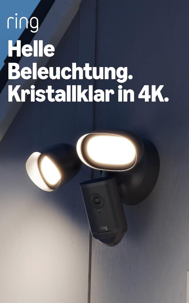 Detalle de Ring Flutlichtkamera Pro (Floodlight Cam Pro, neueste Generation) – Retinal 4K, 10x-Zoom, 2000-Lumen-Flutlichter & Sirene