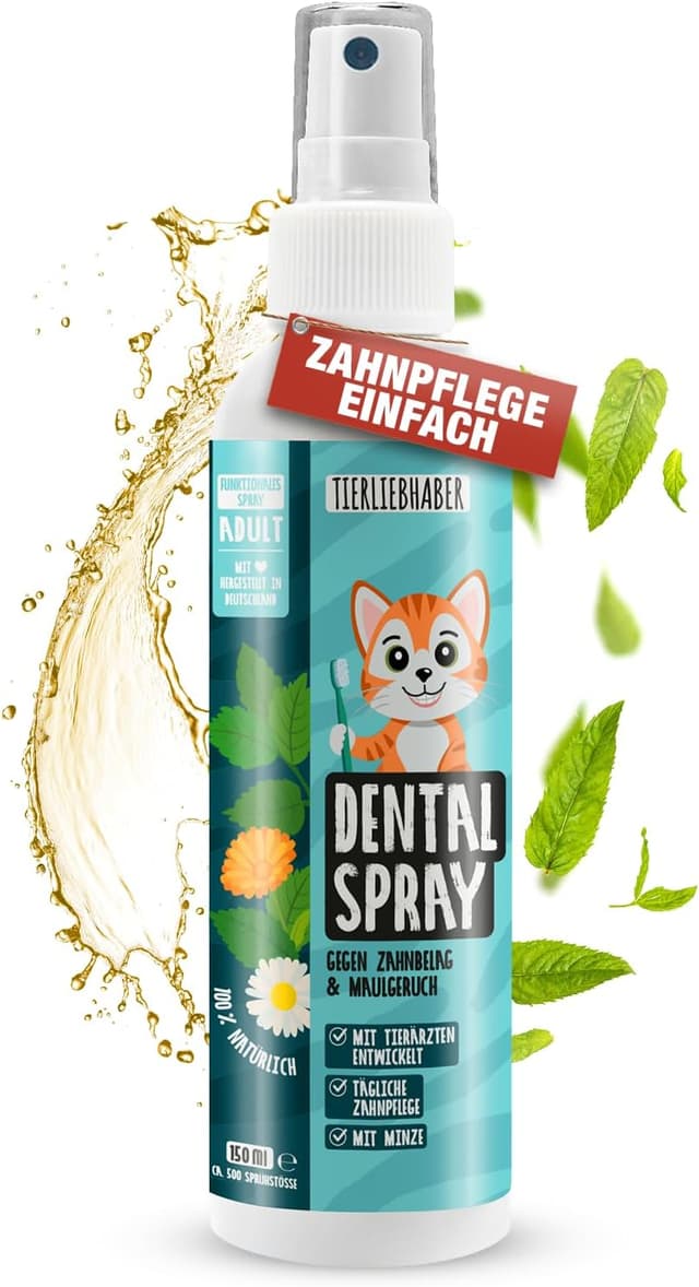 Detalle de TIERLIEBHABER Katzen Zahnpflege Dentalspray – 100% natürlich, gegen Mundgeruch & Zahnstein (tierärztlich entwickelt)