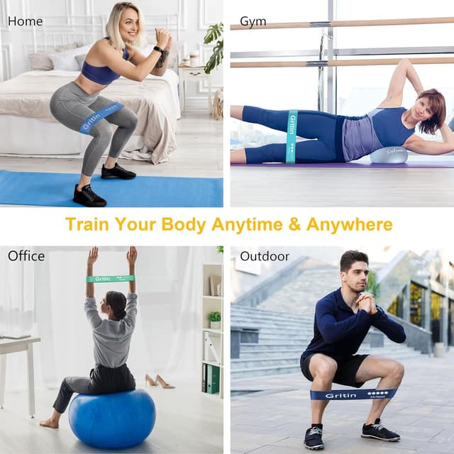 Thumbnail 6 de Gritin Fitnessbänder Widerstandsbänder im 5er-Set mit 5 Widerstandsstufen